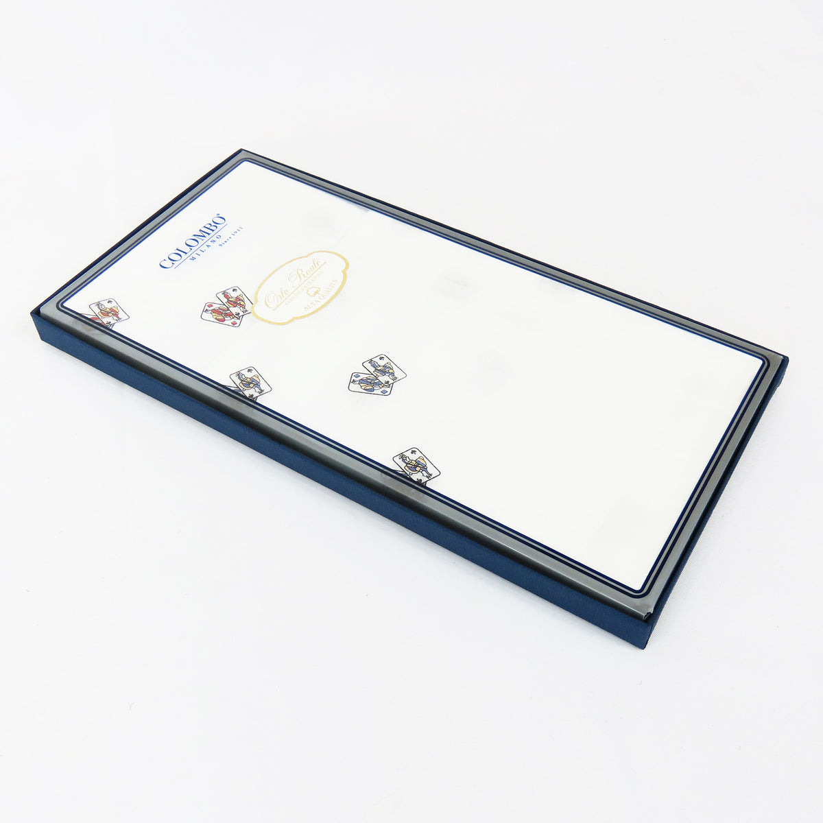 Principe - fazzoletti bianchi con carte da gioco stampate rosse blu laterale