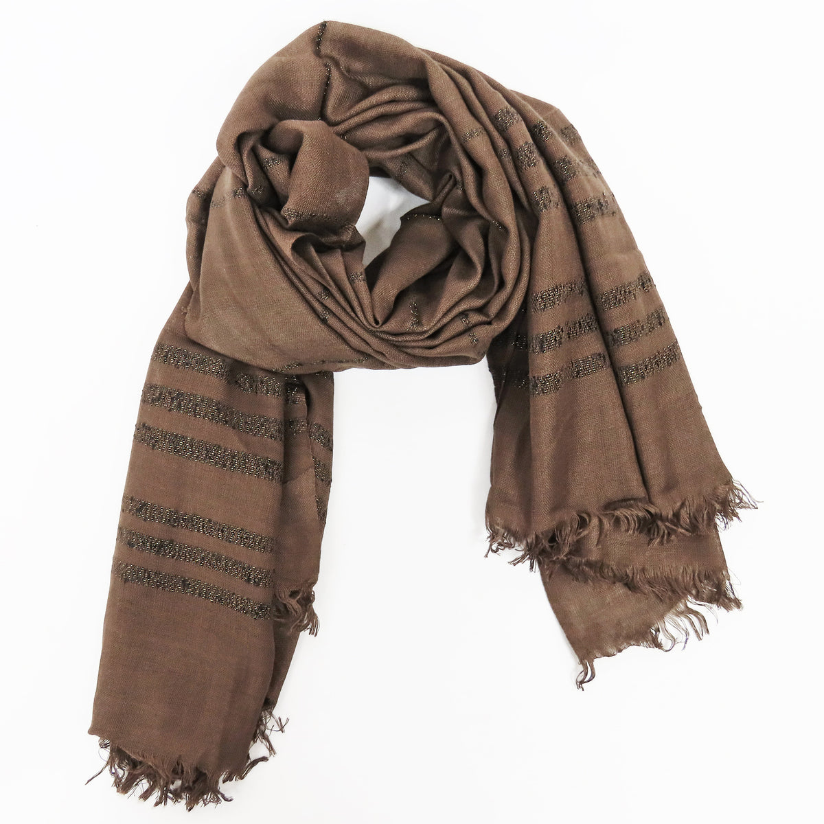 Sciarpa a righe lurex in scatola regalo cioccolato