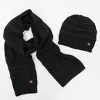 Cappello e sciarpa neri a righe 3d con paillettes