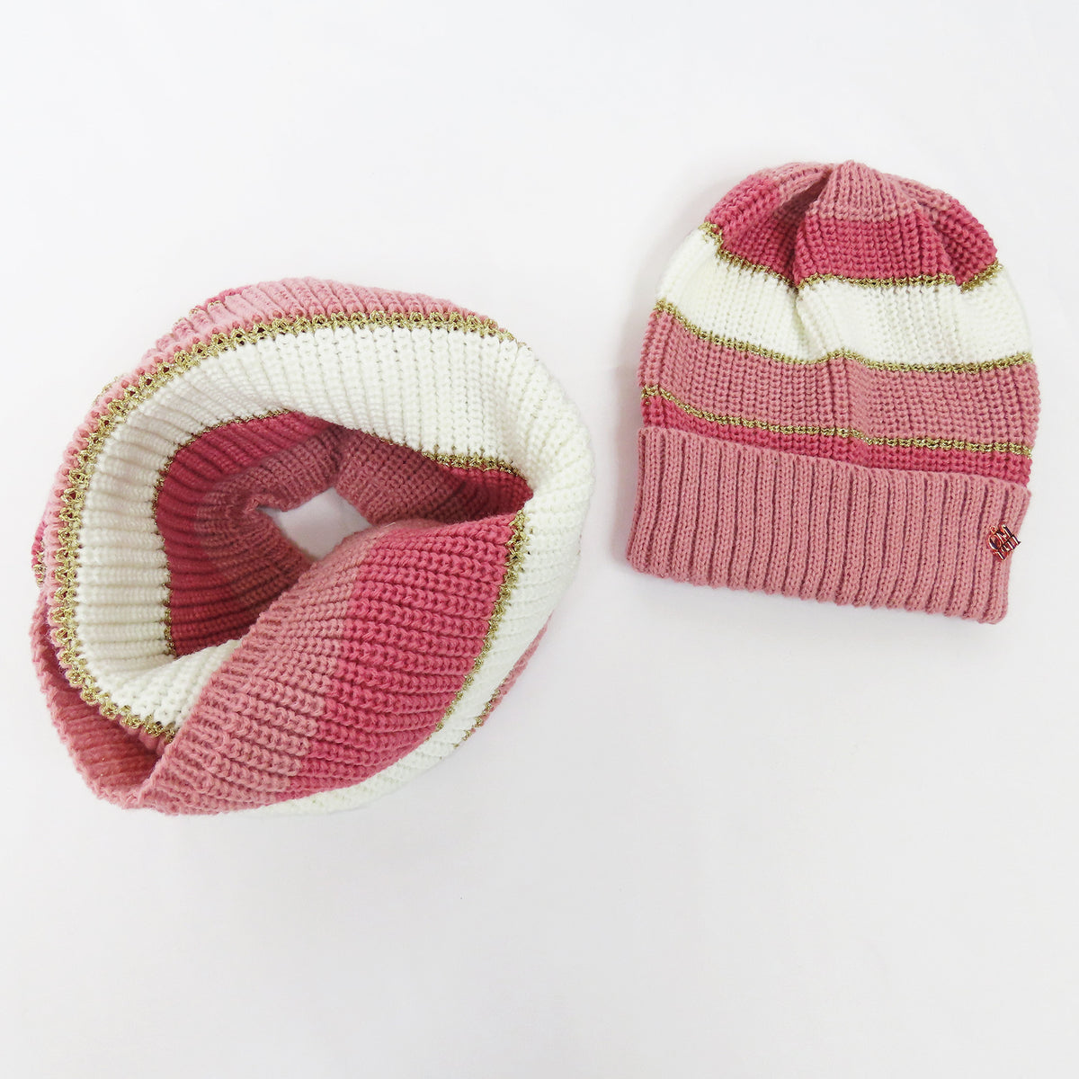 Set bambina rigato con lurex oro - 8/14a