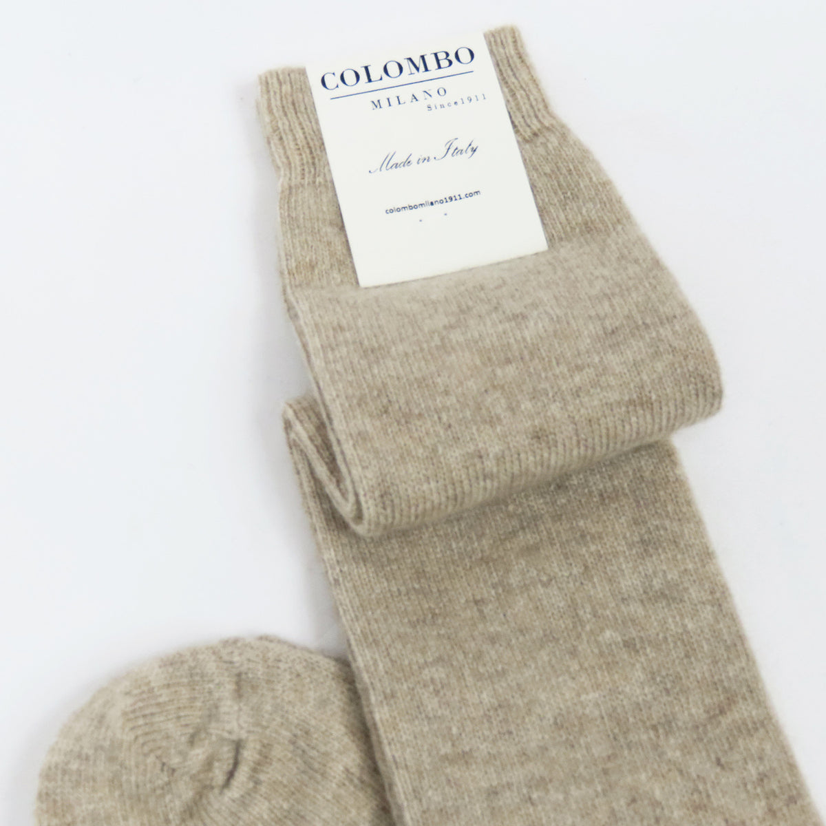Calze da donna lunghe in caldo Cashmere - sabbia dettaglio