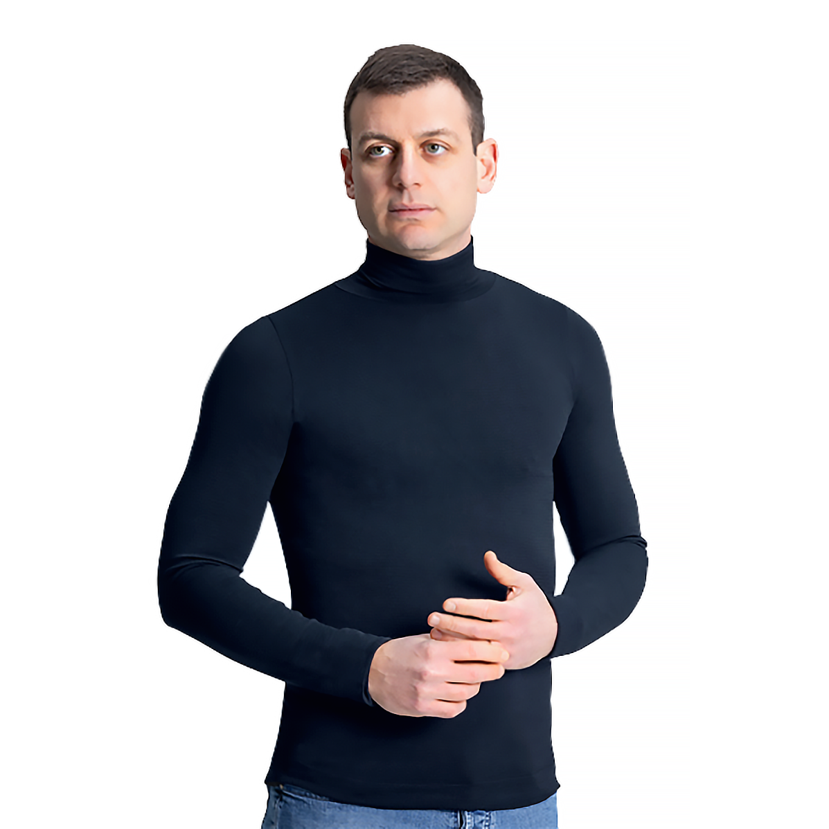 Maglia in modal ultralight con cashmere - maniche lunghe collo alto blu