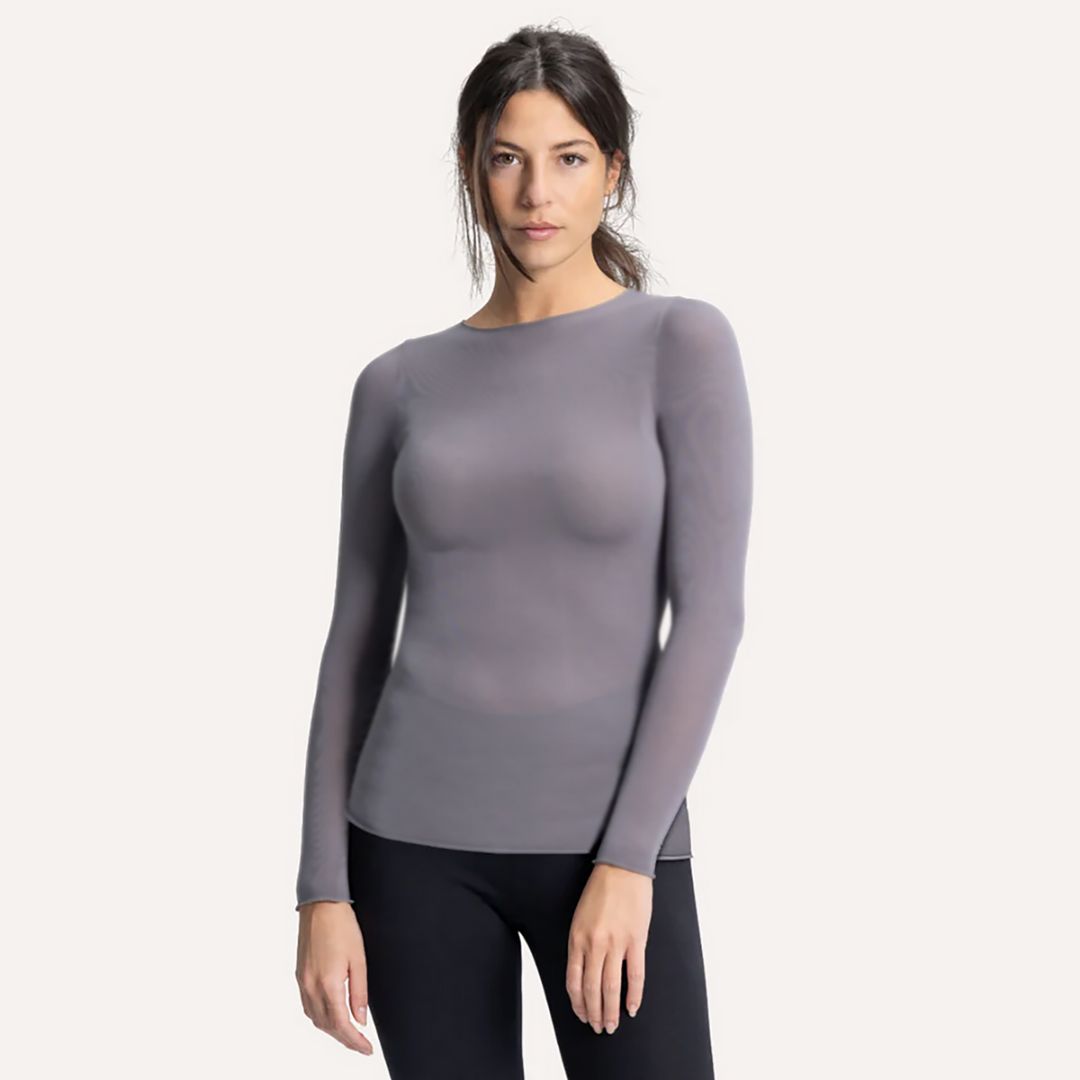 Maglia in modal e cashmere ultralight - maniche lunghe girocollo grigia
