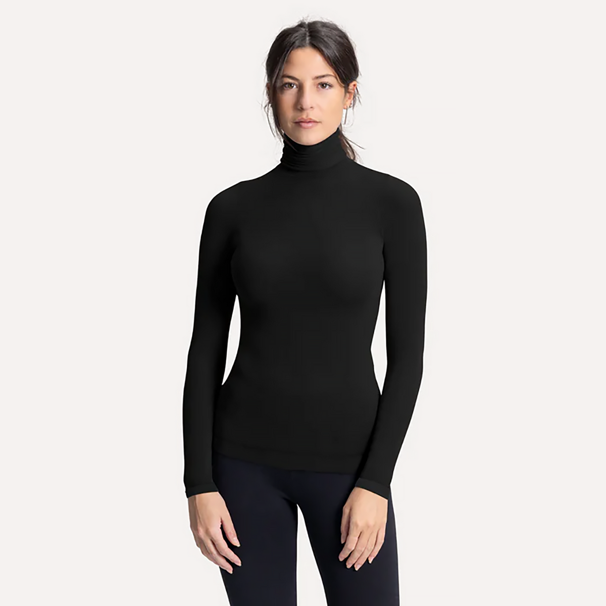 Maglia in modal e cashmere ultralight - maniche lunghe collo alto nera