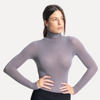 Maglia in modal e cashmere ultralight - maniche lunghe collo alto grigia