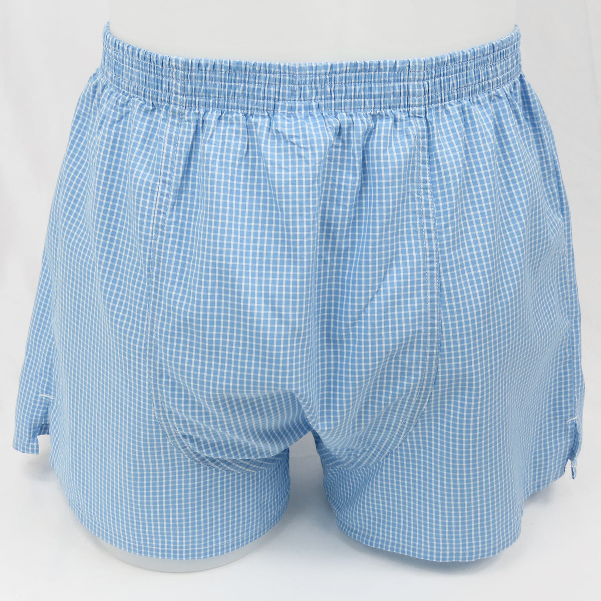 Boxer uomo in popeline a quadretti bianchi su fondo azzurro- 100%cotone retro