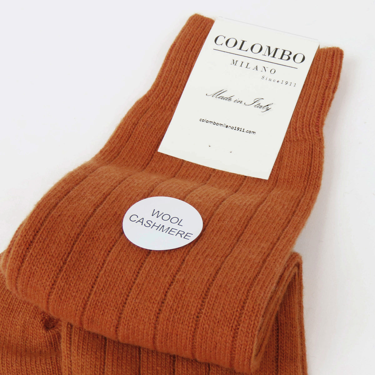 Calze lunghe a costa in Cashmere - bruciato DETTAGLIO