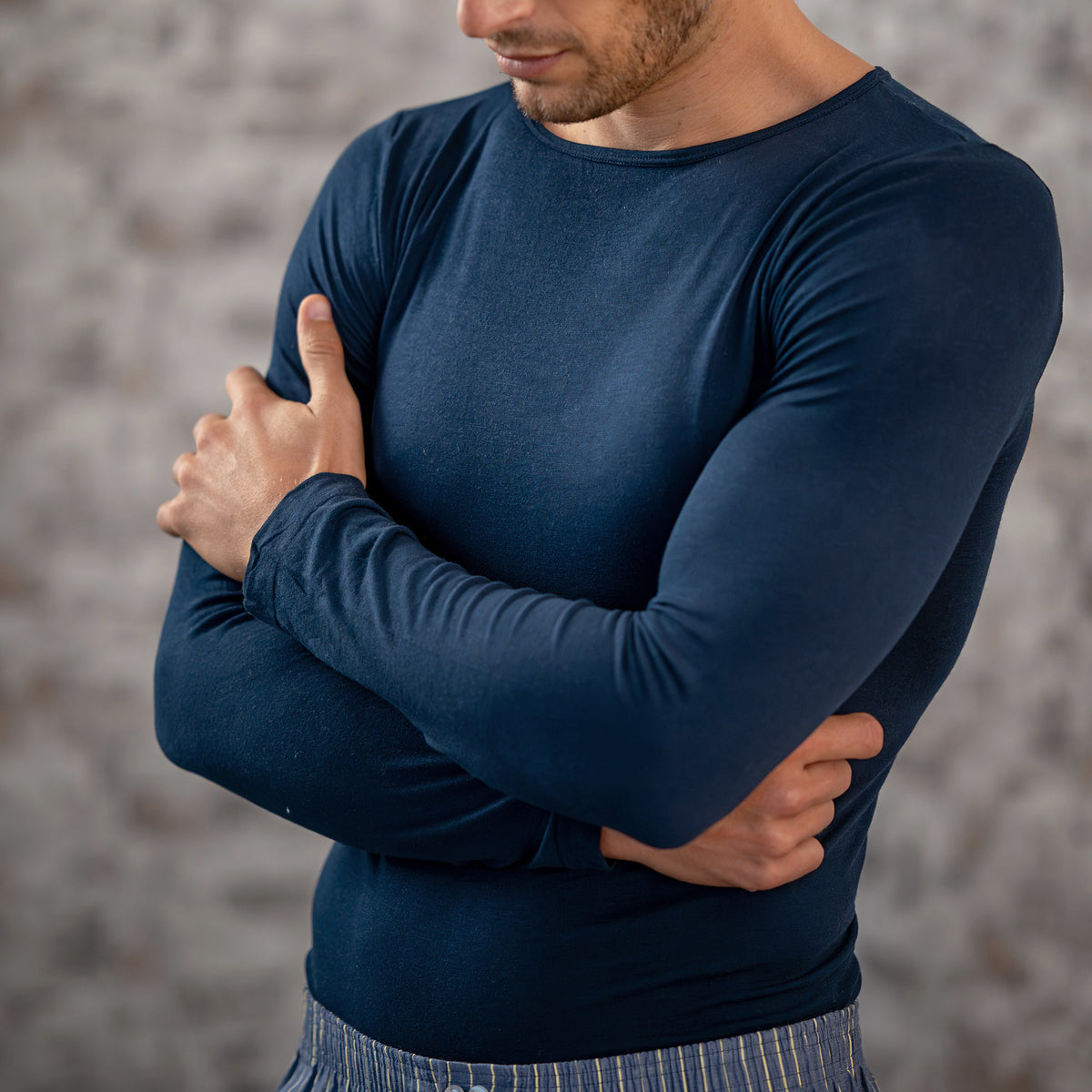 Maglia in modal ultralight con cashmere - maniche lunghe girocollo blu