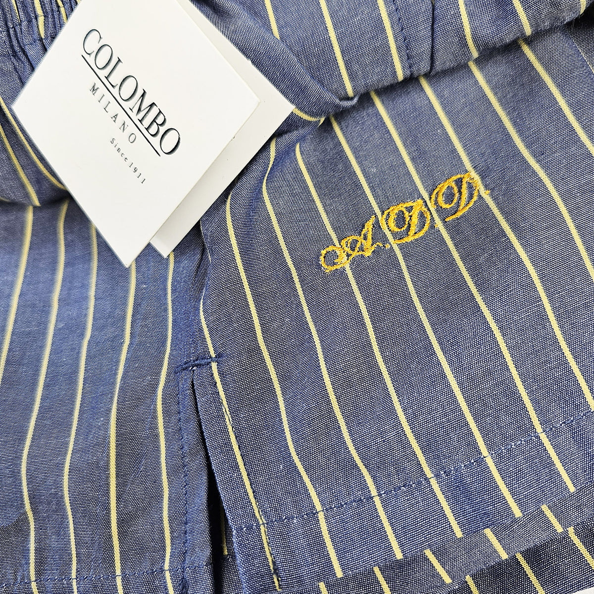 Boxer blu con righe gialle con iniziali ricamate