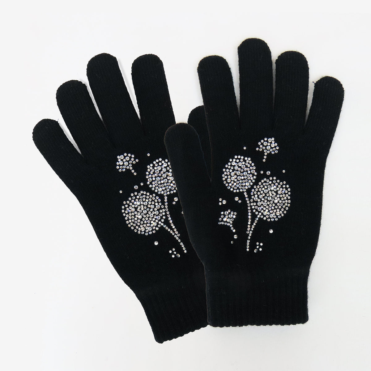 Guanti donna elasticizzati con soffioni di strass