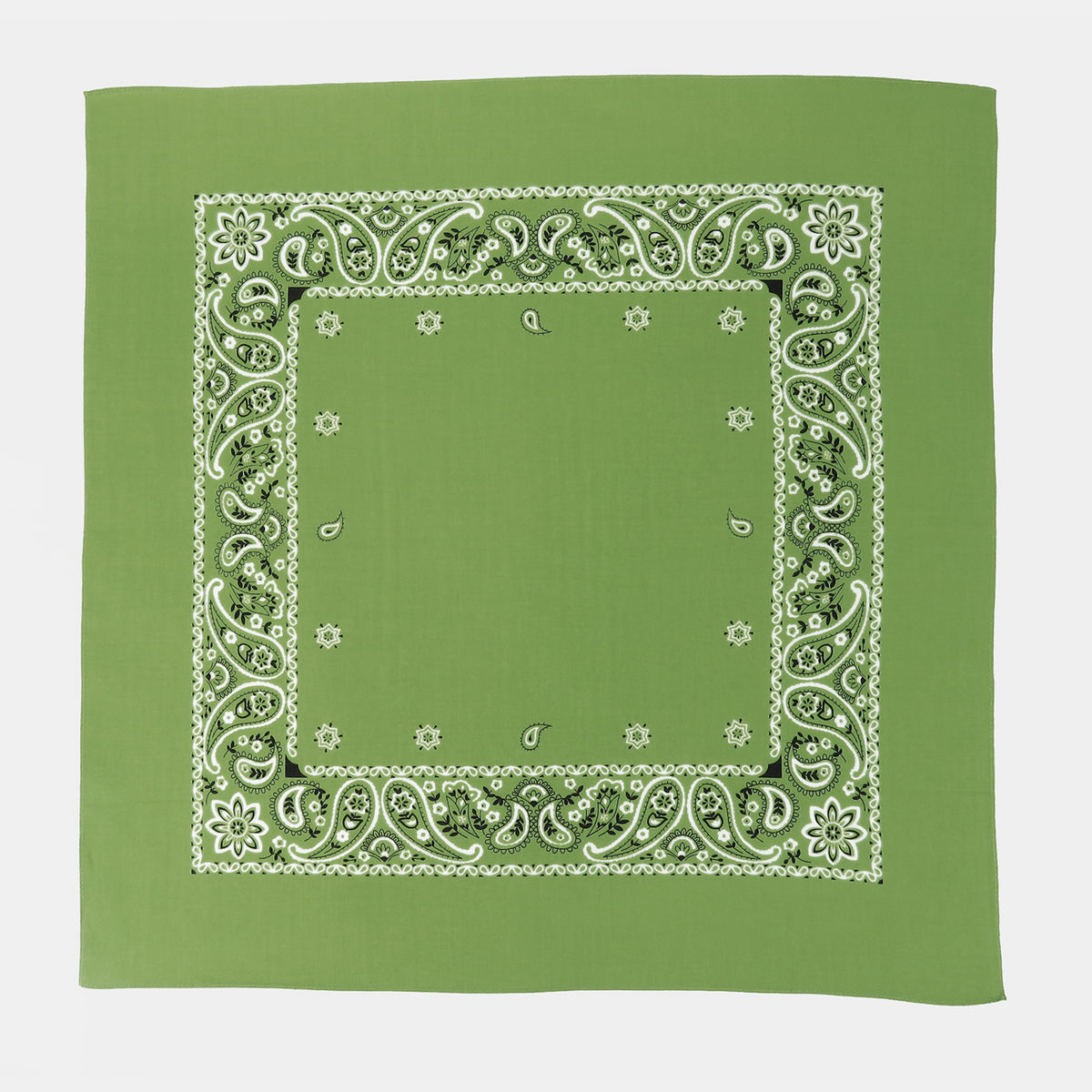 Bandana verde oliva “PAISLEY” con stampa cachemire aperta