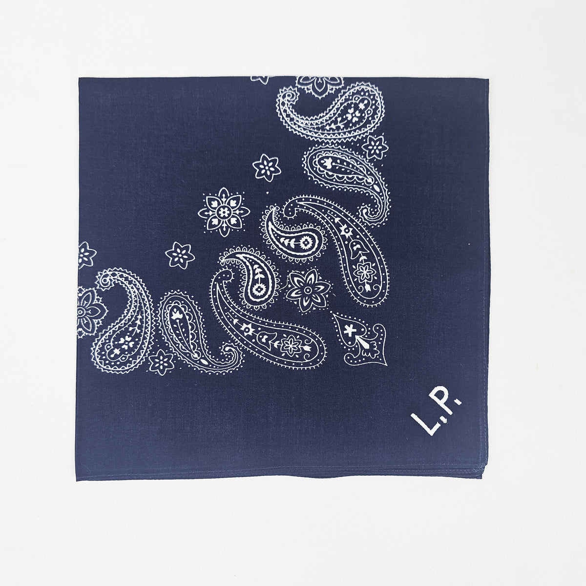 Bandana in cotone blu stampa cachemire - con ricamo personalizzato