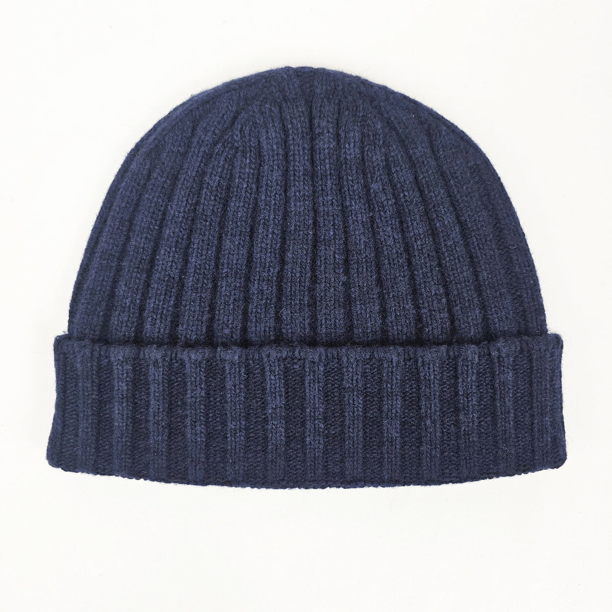 Cappello in cashmere a coste blu navy - Made in Italy