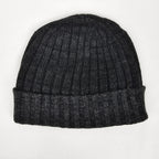 Cappello in cashmere a coste antracite - Made in Italy