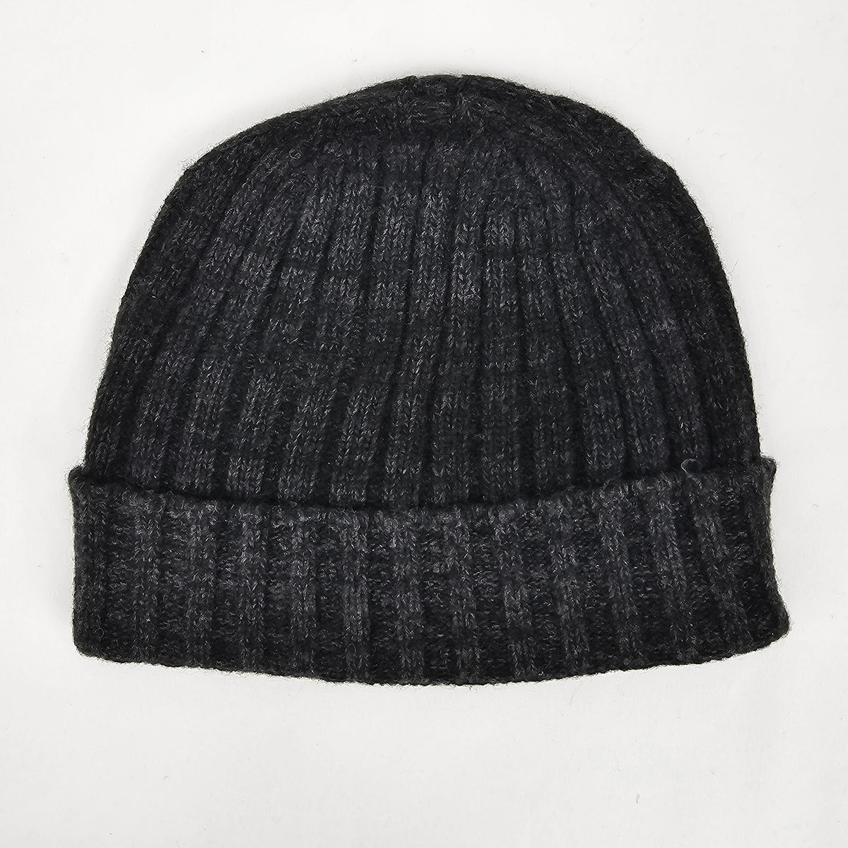 Cappello in cashmere a coste antracite - Made in Italy