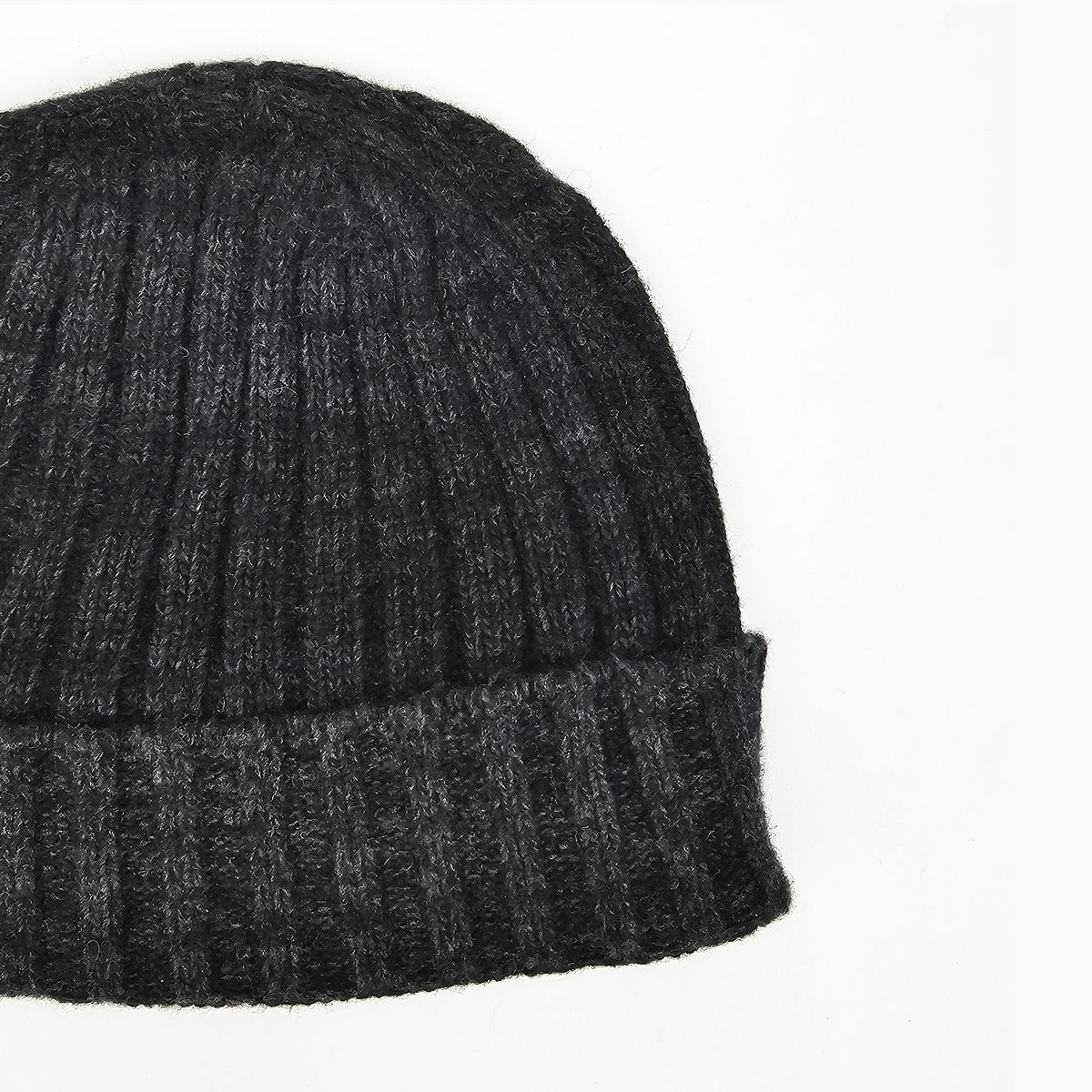 Cappello in cashmere a coste antracite - Made in Italy zoom