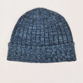 Cappello in cashmere a coste blu melange - Made in Italy