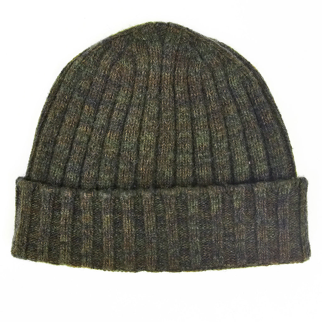 Cappello in cashmere a coste verde militare - Made in Italy
