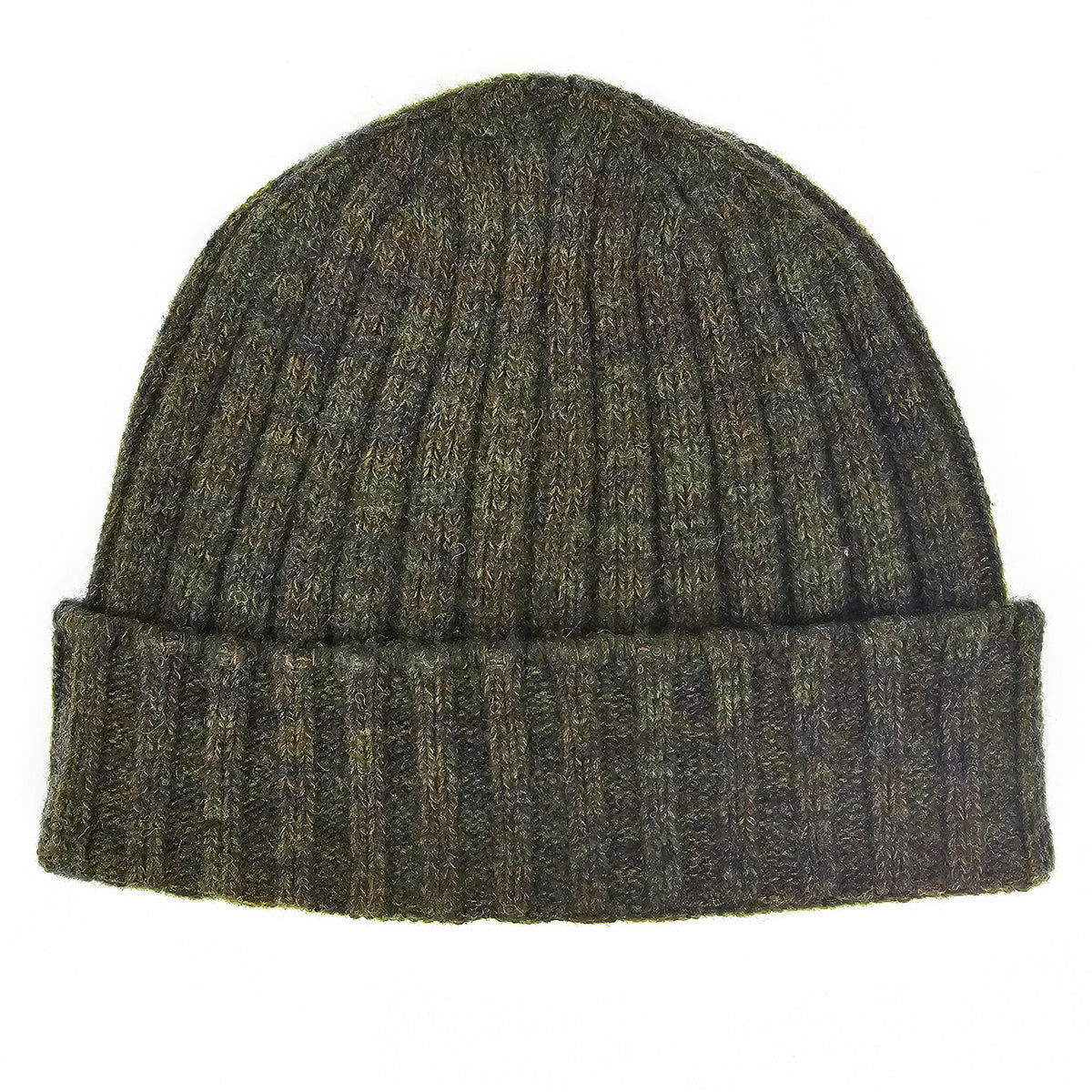 Cappello in cashmere a coste verde militare - Made in Italy