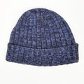Cappello in cashmere a coste blu e marrone melange - Made in Italy