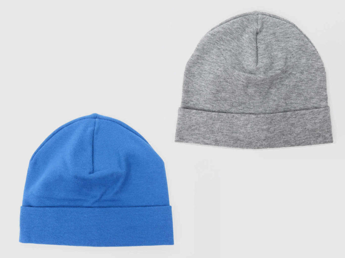 Set grigio/denim - cappelli bimbo - berretti di cotone elasticizzato tinta unita