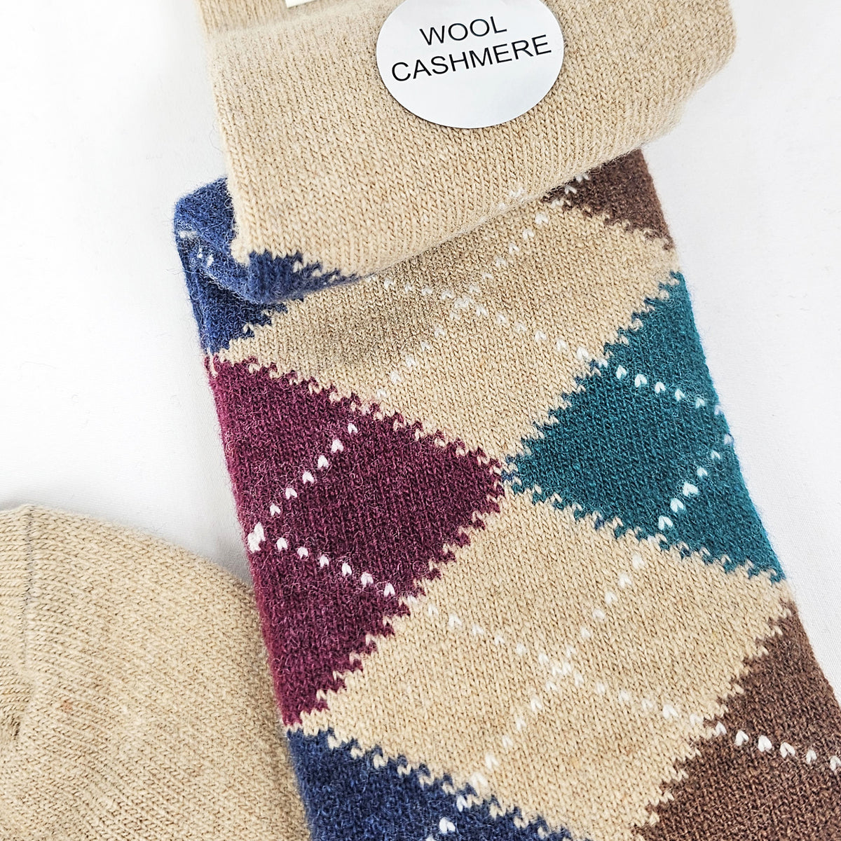 Calze lunghe in Cashmere a rombi - ass.B