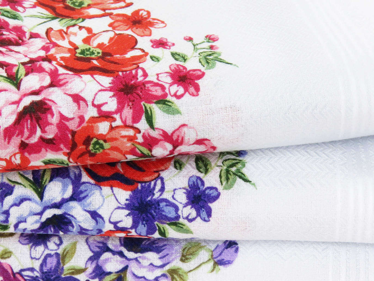 Dettaglio - Victoria - fazzoletti di cotone da donna floreali con tinte forti