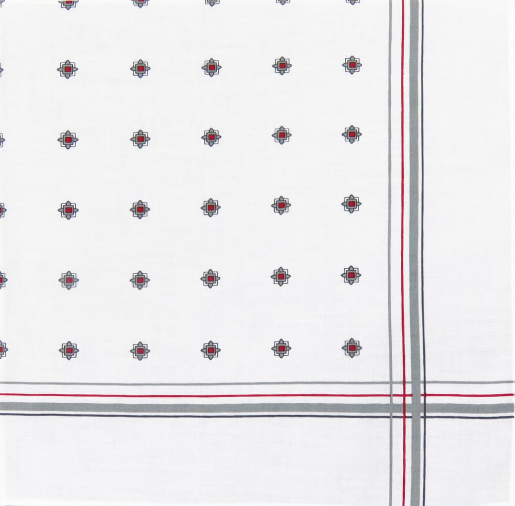 Variante grigia - Zaffiro - fazzoletto di cotone da uomo stampato con motivi geometrici e righe in tre diversi varianti di color