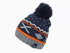 Arancio - cappello jacquard da bimbo con pompon e motivi geometrici