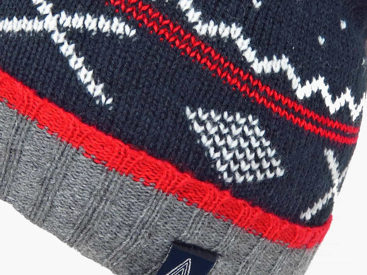 Dettaglio  - cappello jacquard da bimbo con pompon e motivi geometrici