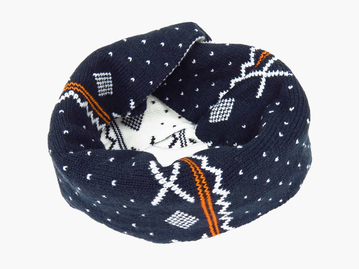 Arancio - sciarpa ad anello jacquard da bimbo con motivi geometrici