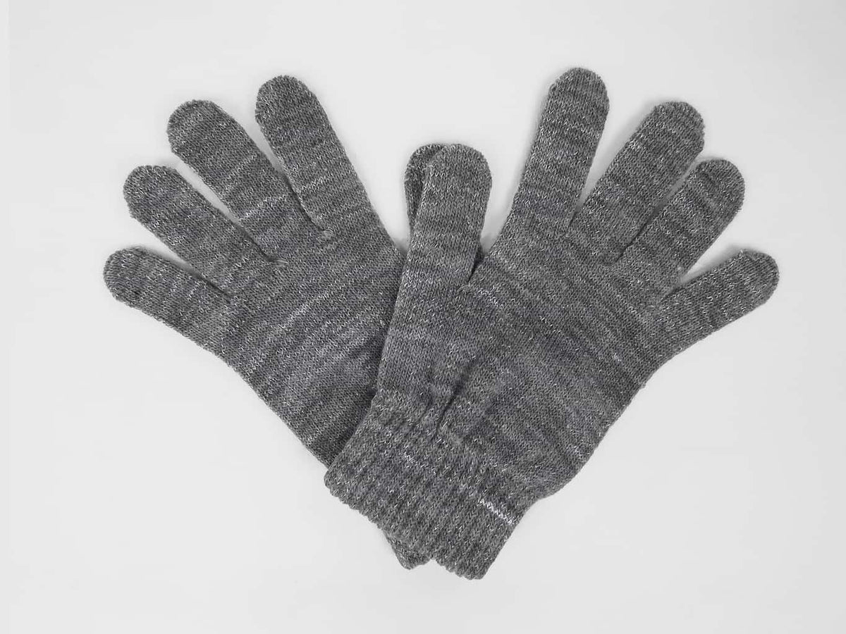 Grigio- guanti magici con lurex argento