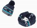Azzurro - set berretto e sciarpa da bambino jacquard fantasia